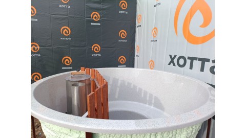 Купель в террасу с погружной печью, диаметр 220 см