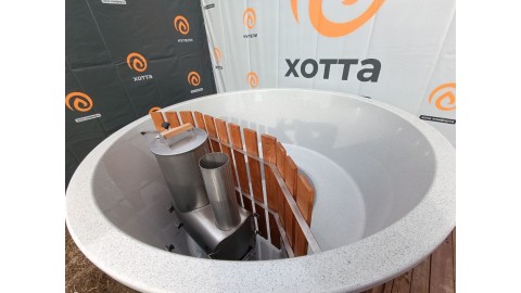 Купель в террасу с погружной печью, диаметр 220 см